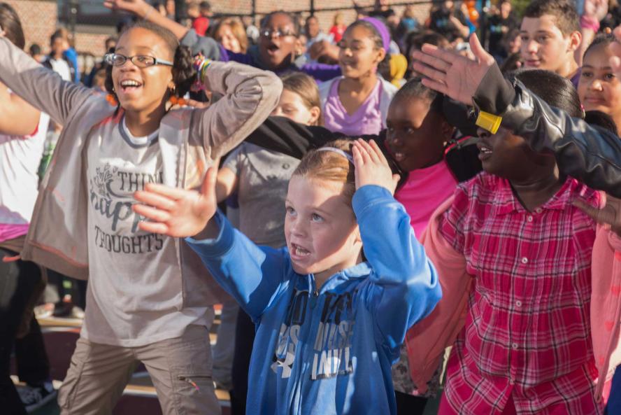 kids singing together at Boston Center for Youth & Families, Hyde Park